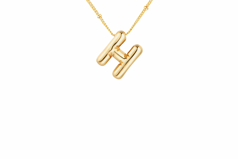 Gold-Plated Bubble Initial Necklace ( A - J )