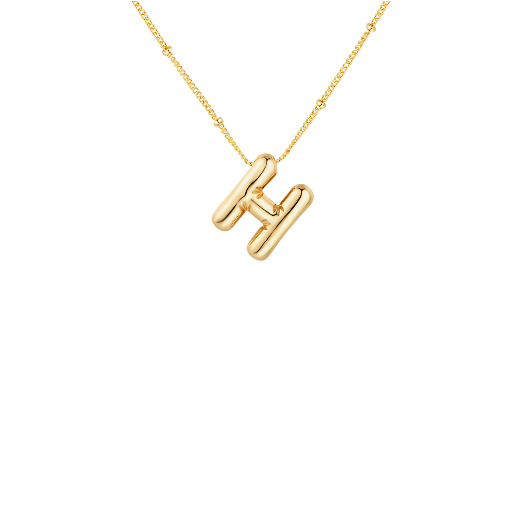 Gold-Plated Bubble Initial Necklace ( A - J )