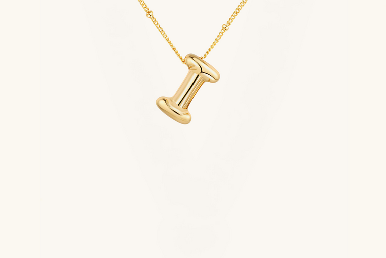 Gold-Plated Bubble Initial Necklace ( A - J )
