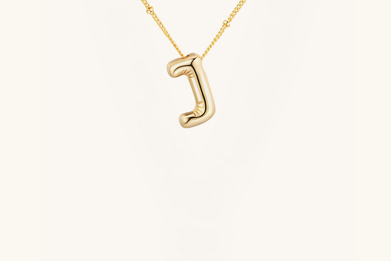 Gold-Plated Bubble Initial Necklace ( A - J )