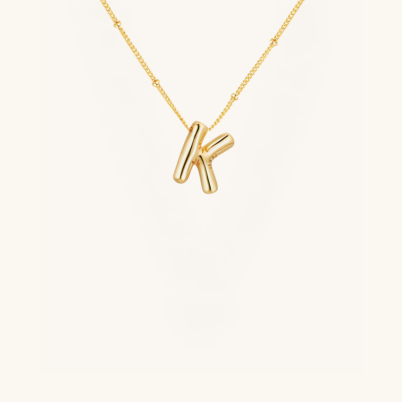 Gold-Plated Bubble Initial Necklace ( K - S )