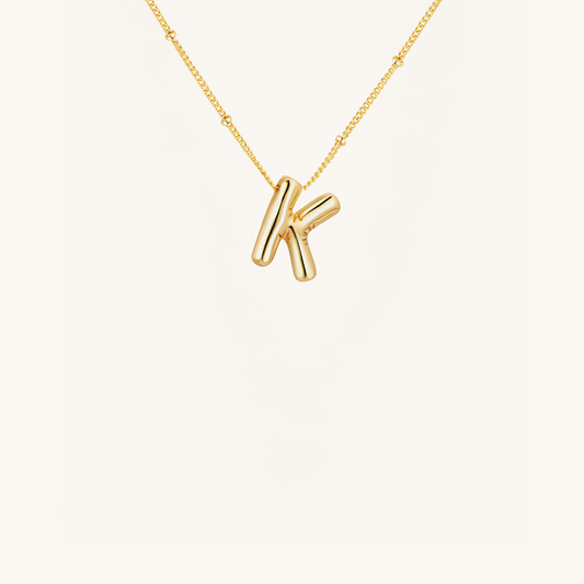 Gold-Plated Bubble Initial Necklace ( K - S )