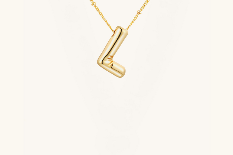 Gold-Plated Bubble Initial Necklace ( K - S )