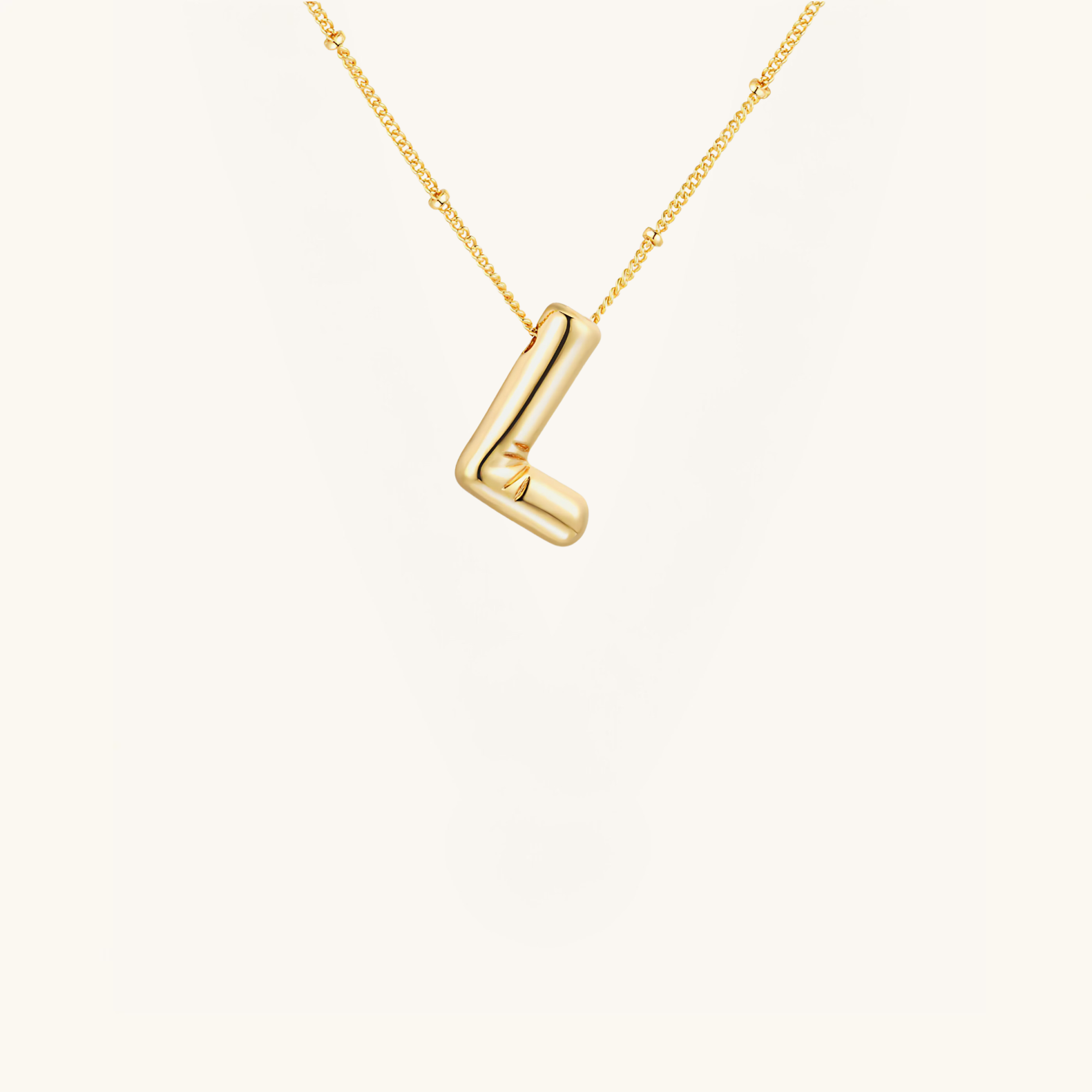 Gold-Plated Bubble Initial Necklace ( K - S )