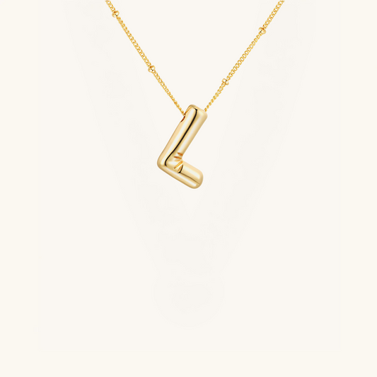 Gold-Plated Bubble Initial Necklace ( K - S )