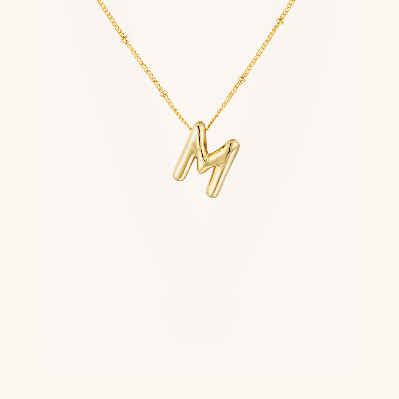 Gold-Plated Bubble Initial Necklace ( K - S )
