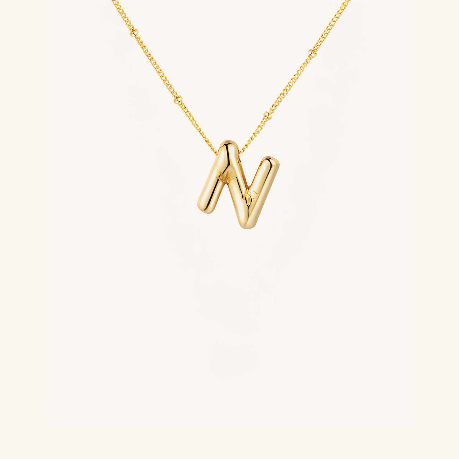 Gold-Plated Bubble Initial Necklace ( K - S )