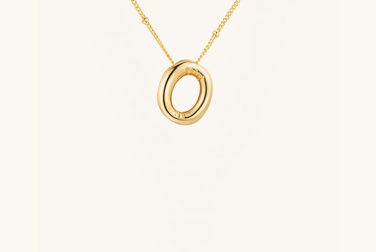 Gold-Plated Bubble Initial Necklace ( K - S )