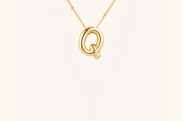 Gold-Plated Bubble Initial Necklace ( K - S )