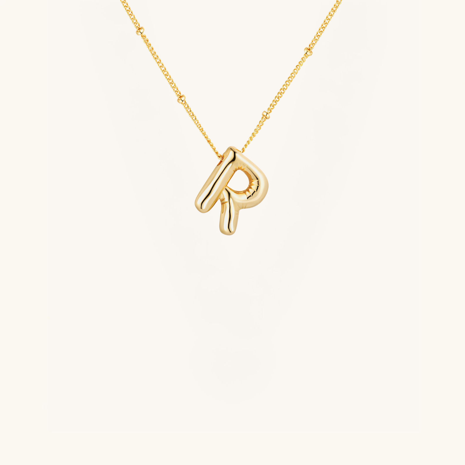 Gold-Plated Bubble Initial Necklace ( K - S )