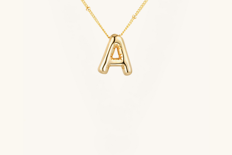 Gold-Plated Bubble Initial Necklace ( A - J )