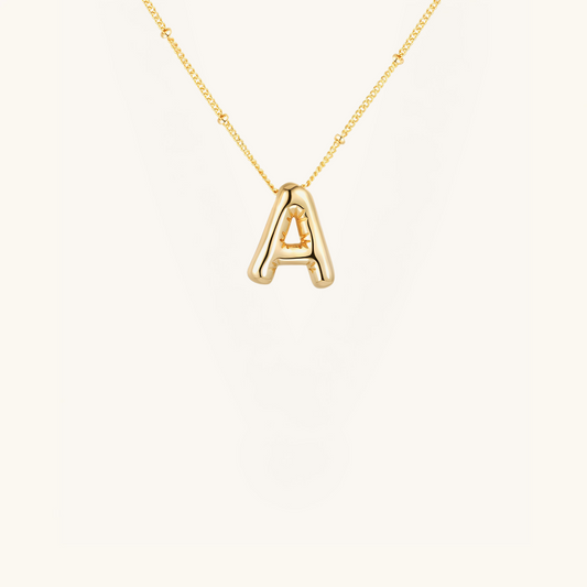 Gold-Plated Bubble Initial Necklace ( A - J )