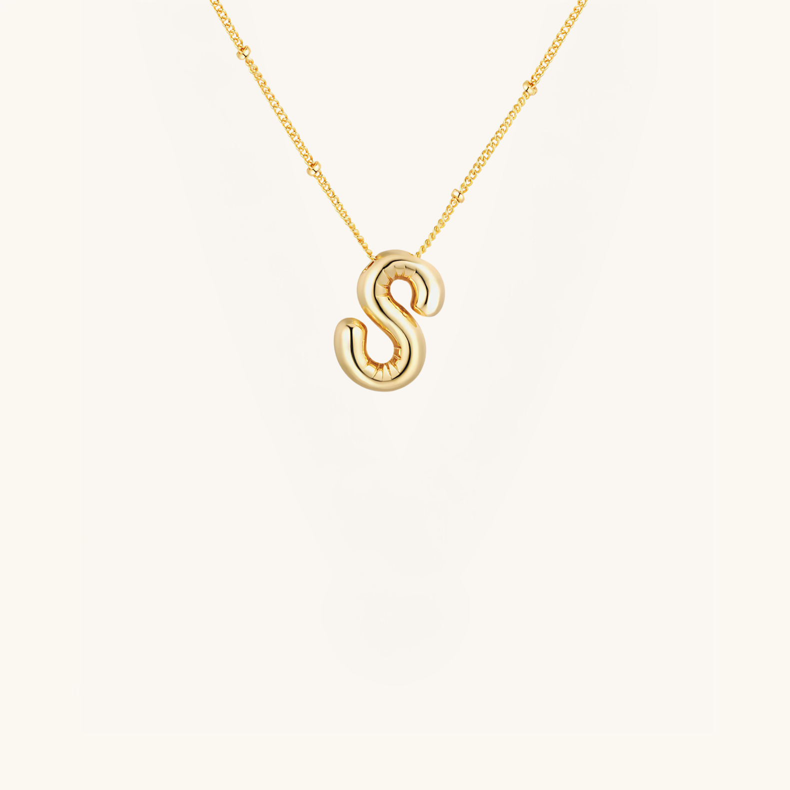 Gold-Plated Bubble Initial Necklace ( K - S )