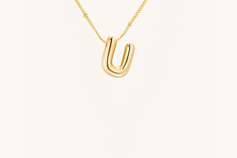 Gold-Plated Bubble Initial Necklace ( T - Z )