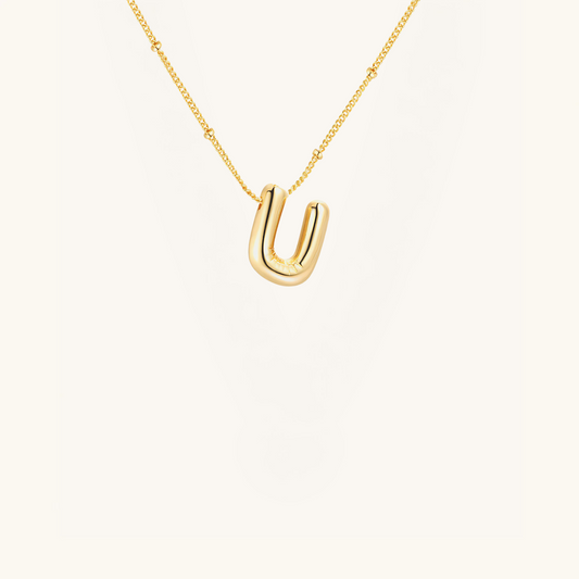 Gold-Plated Bubble Initial Necklace ( T - Z )