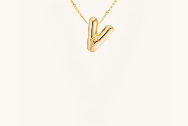 Gold-Plated Bubble Initial Necklace ( T - Z )