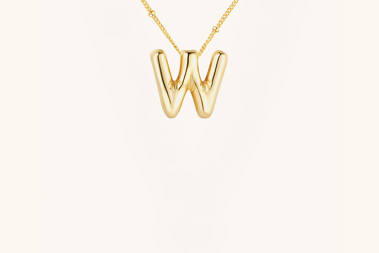 Gold-Plated Bubble Initial Necklace ( T - Z )