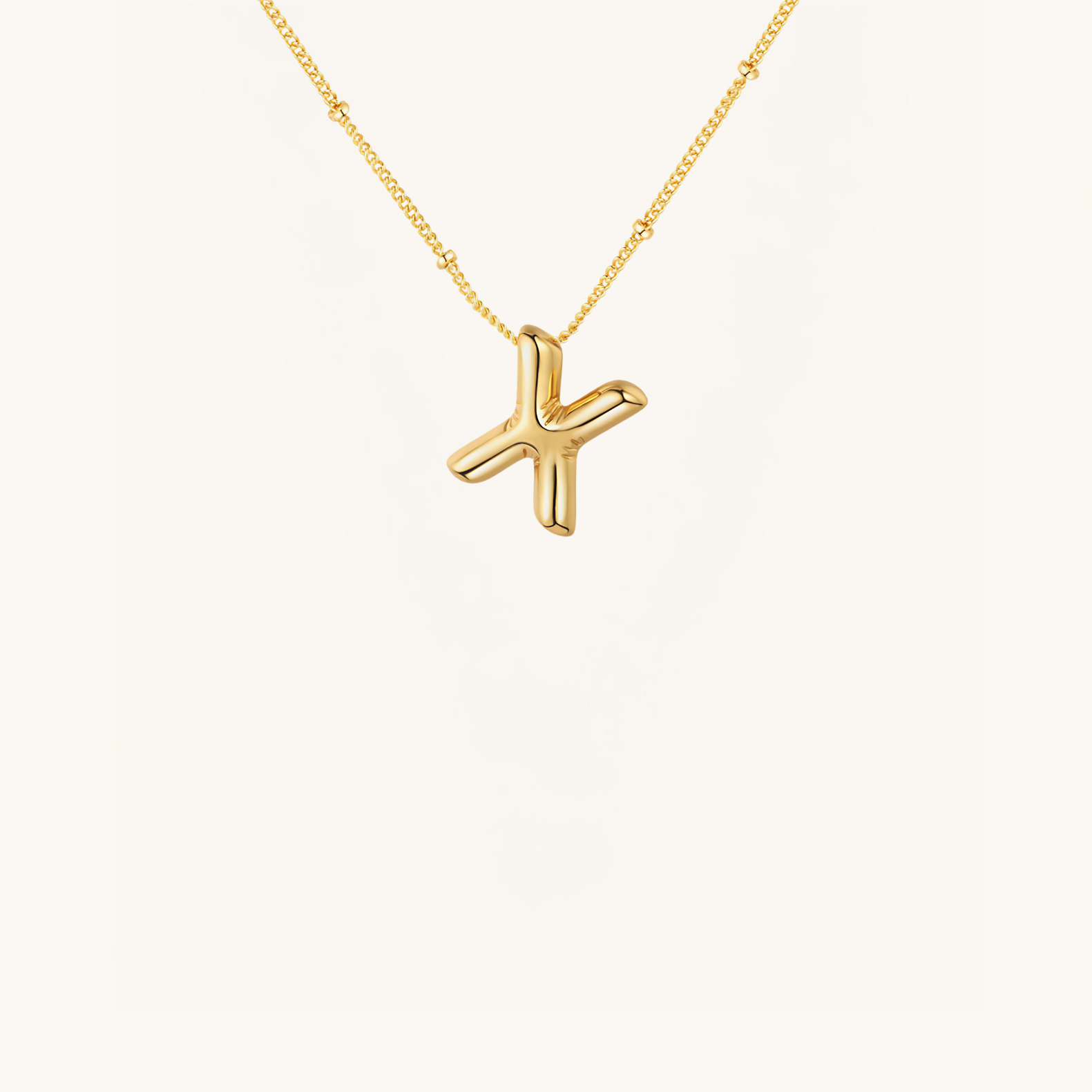 Gold-Plated Bubble Initial Necklace ( T - Z )