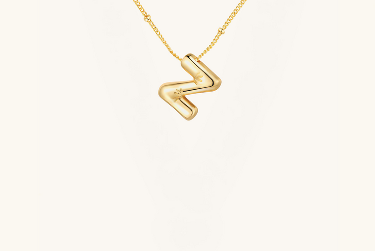Gold-Plated Bubble Initial Necklace ( T - Z )