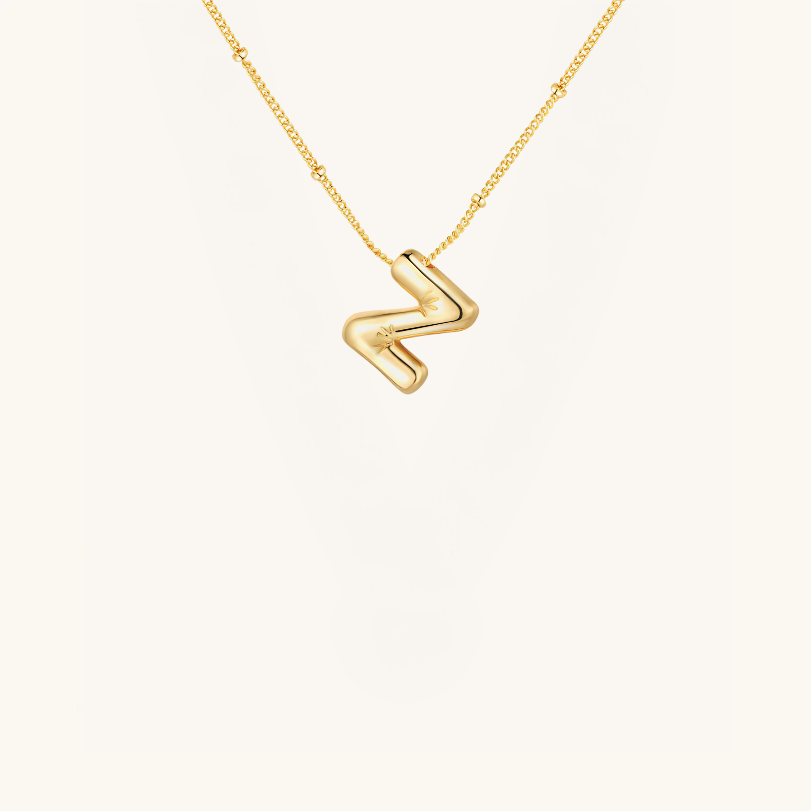 Gold-Plated Bubble Initial Necklace ( T - Z )