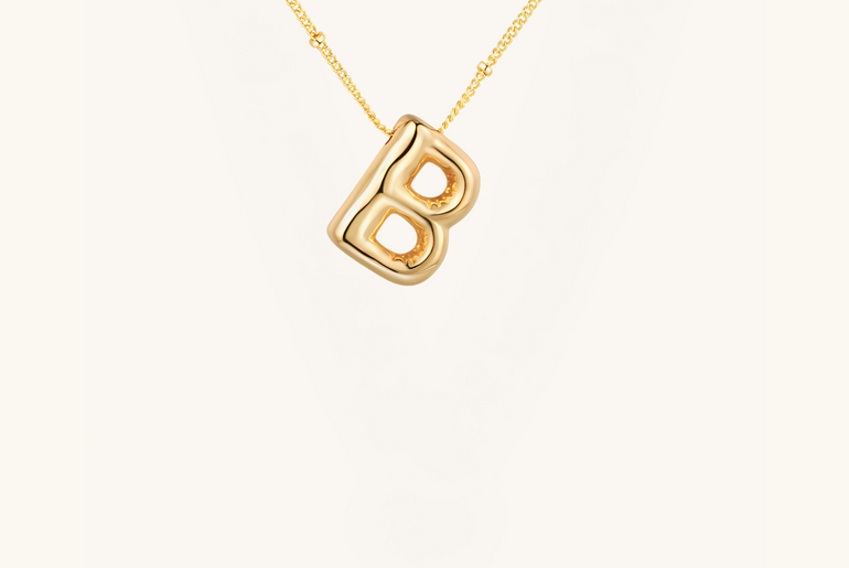 Gold-Plated Bubble Initial Necklace ( A - J )