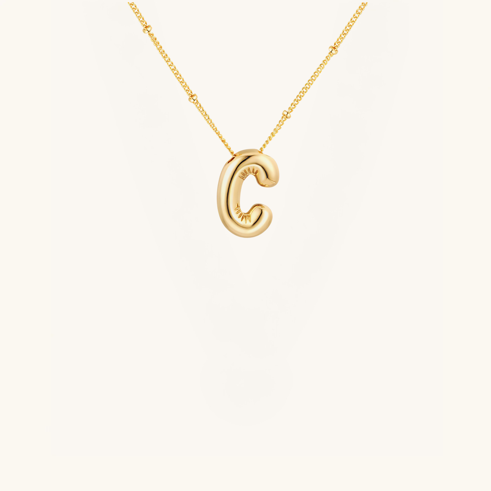 Gold-Plated Bubble Initial Necklace ( A - J )