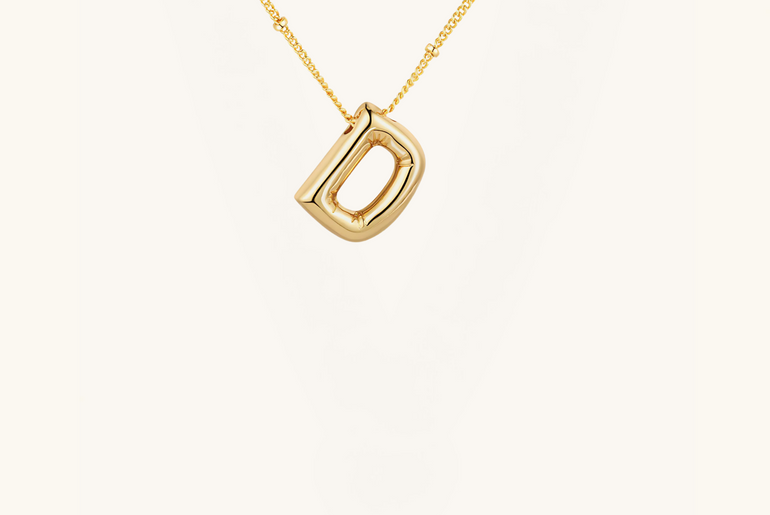 Gold-Plated Bubble Initial Necklace ( A - J )