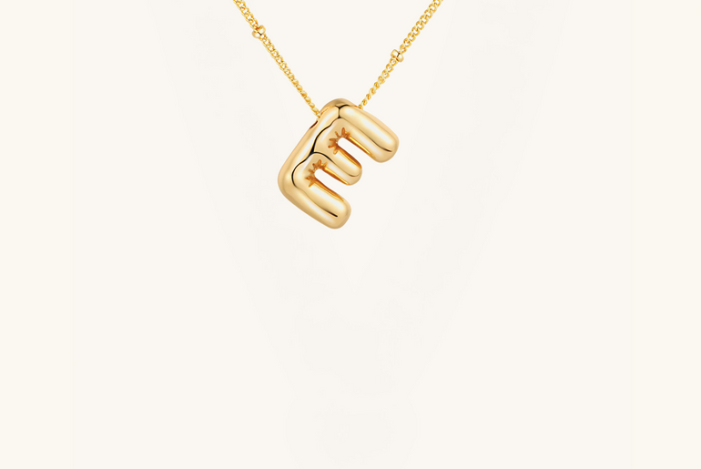 Gold-Plated Bubble Initial Necklace ( A - J )