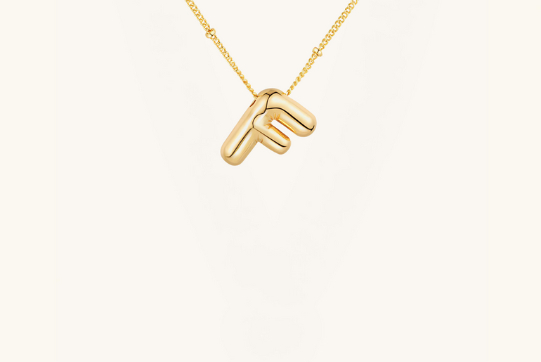 Gold-Plated Bubble Initial Necklace ( A - J )
