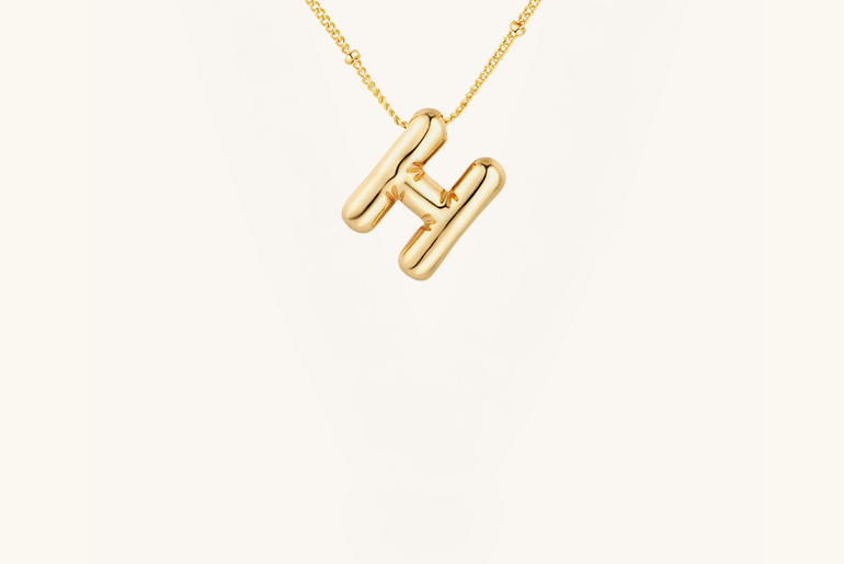 Gold-Plated Bubble Initial Necklace ( A - J )