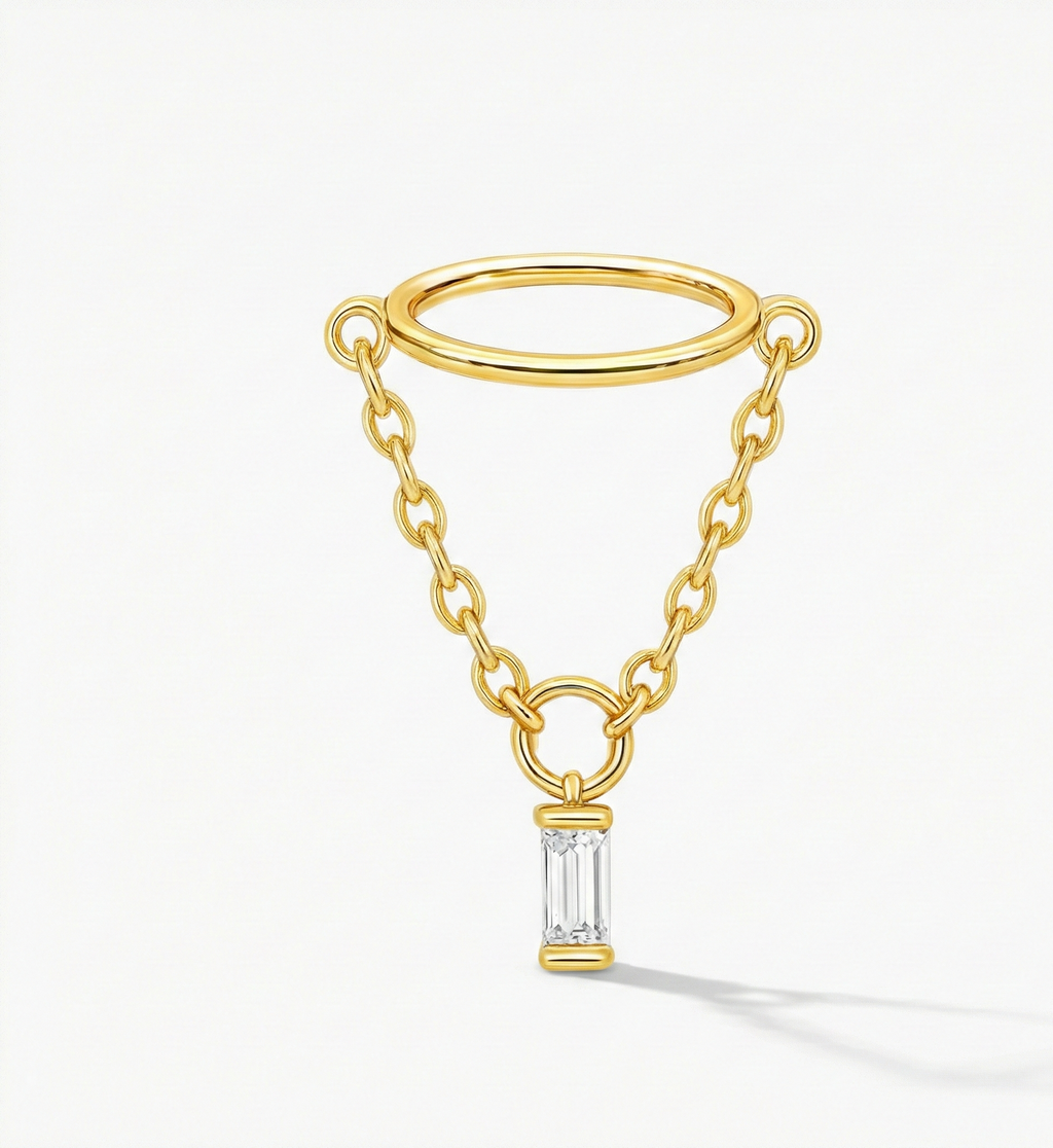 Baguette Drop Chain Earring