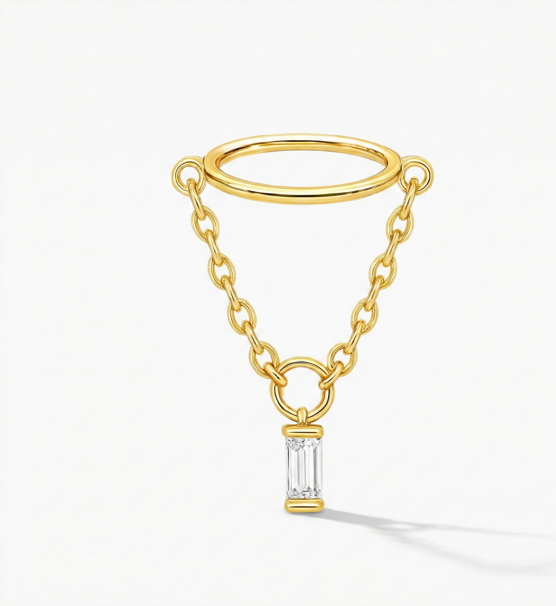 Baguette Drop Chain Earring